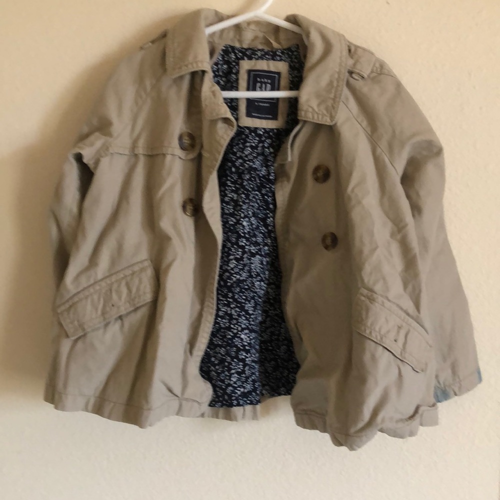 5Y Baby Gap khaki, floral lined jacket EUC